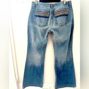 Gap Denim Jeans GIRLS Plus Boot Cut Pants Adjustable waist Boho Embroidery